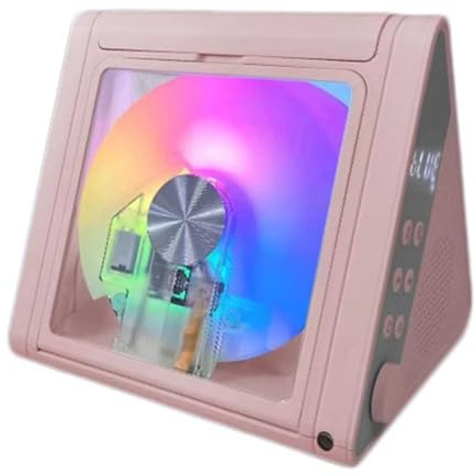 CD Players For Home, Desktop Portable CD Player, Built-in 2 * 5W HIFI Speaker, 5.3 Bluetooth/Remote Control/AUX Mode, Rechargeable, With RGB Lights, For Home, Office, Living Room(Pink)