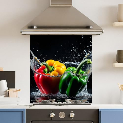 Premium 60 x 70cm Pepper Splash 6mm Glass Toughened Kitchen Splashback