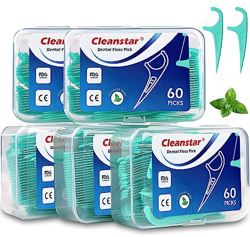 ZPQAODI Filo Interdentale 300 pcs in 400D UHMWPE Sapore di Menta leggera Piperita con Scatola di Conservazione Flossper Denti Orale Cura Denti e Salute Igiene Orale Flosser Forcella