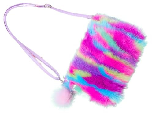 Outanaya Niedliche Plüsch Umhängetasche für Kleine Mädchen Bunte Schultertasche mit Einhorn Motiv Handytasche und Geldbeutel für Praktische Kuscheltasche zum Reisen und Alltag