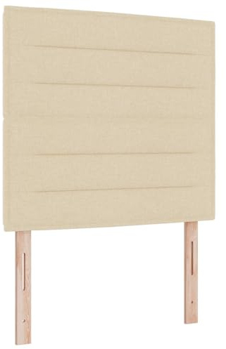 HFXHIJXQ LED Kopfteil Creme 90 cm RGB Holzrahmen Kiefer Massivholz Polyester Höhenverstellbar für Schlafzimmer und Gästezimmer