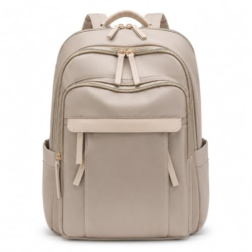 Drawelry Rucksack Handtasche Damen 15,6 Zoll Laptop Rucksäcke (A-Khaki) | Große Kapazität, Viele Fächer, Leichtes Nylon, Wasserabweisend & Alltagstauglich, 2-in-1 Design,