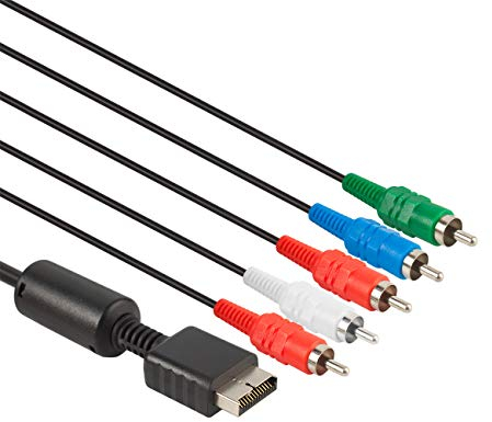 TENINYU Câble composant PS3 compatible avec PS2/PS3/PS3 Slim HDTV-READY TV HD Composant AV Câble 5 fils 1,8 m Noir