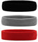 HANERDUN Sport Stirnband Damen Herren Schweißbänder kopf Stirn Baumwolle Frottee Haarband kopfband für Laufen Fahrrad Joggen Tennis,Schwarz/Grau/Rot(3 Stk),One size,