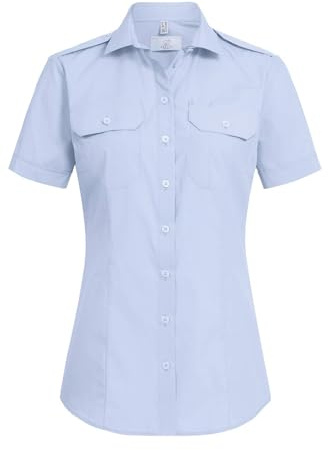 GREIFF Corporate Wear Simple Damen Pilotbluse Kurzarm New-Kentkragen Regular Fit Baumwollmix Oeko TEX® Pflegeleicht