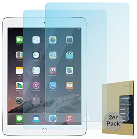 doupi [2 Stück Panzerfolie für iPad (2017, 2018), iPad Air/Air 2 / iPad Pro (9,7 Zoll), Premium 9H Hartglas HD Display Schutz Glasfolie (2er Pack)
