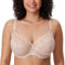 Delimira Women's Full Coverage Non-Foam Floral Lace Plus Size Underwired Bra Beige 34HH