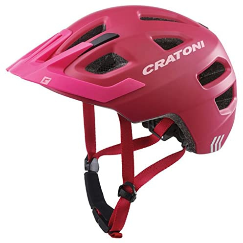 Cratoni Kinderhelm Maxster Pro Fahrradhelm Kinderhelm Jugendhelm mit Rücklicht, Pink Rose, XS/S