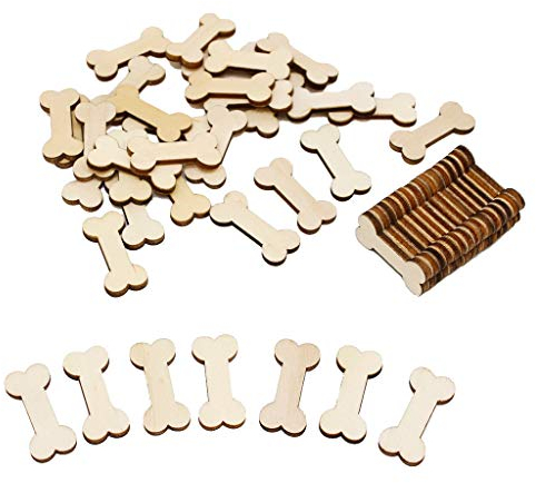 VOANZO 50PCS Knochen Deko, Plain Unfinished Wood Hundeknochen, Holz Hundeknochen geformtes für Kunsthandwerk DIY Projekte, Geschenkanhänger, Home Decoration, bereit zu malen oder zu dekorieren