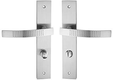 INSPIRE - 2 Türbeschlag LOUNA - Langschildgarnitur für Bad & WC Türen - Achsabstand 195 mm - Aluminium - Mattgrau - DIN Norm