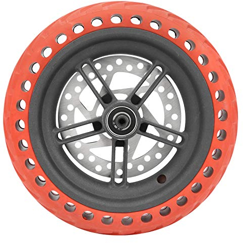 Elektroroller Laufrad, Elektroroller 8,5 Zoll Explosionssicherer Hinterrad Reifen + 120 mm Scheibenbremse für M365 PRO (rot)