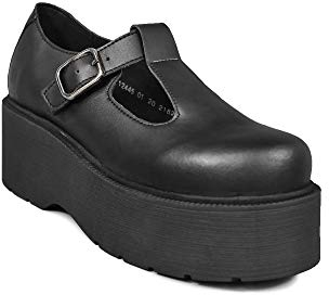 Altercore Blair Schuhe Damen Plattform Schwarz Vegan Mary Jane Keilschuhe