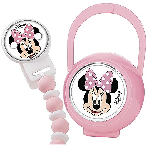 Set box + spilla portaciuccio di valenti. Set box + spilla portaciuccio con minnie di colore rosa. La referenza è d494 ra