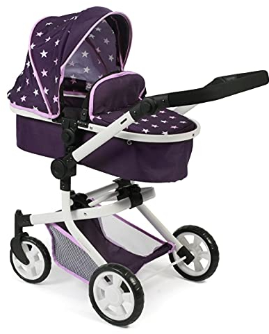 Bayer Chic 2000 - Puppenwagen Mika, 2in1 Kombipuppenwagen für Kinder von 4 bis 8 Jahren, Stars lila