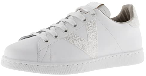 victoria Basket Tenis Piel & Logotipo & Trasera Glitter 1125188 para Mujer Blanco 41