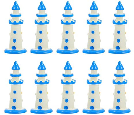 TOYANDONA Mini Leuchtturm Modell 10 Stück Resin Micro Landschaft Dekoration Zubehör Für Puppenhaus DIY Miniatur Mittelmeer Stil Tischdeko