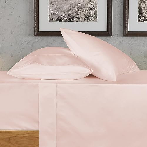 URBANHUT Set di lenzuola in cotone egiziano a 700 fili, 4 pezzi, morbide e lussuose, per letto matrimoniale, lenzuola in rasatello, con tasca profonda elasticizzata da 35,5 cm, rosa cipria