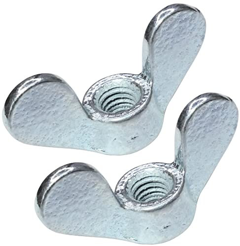AERZETIX - C49362 - Set di 2 - Dadi con alette/orecchie - dado a farfalla - filettatura M6 metrica femmina - in acciaio zincato