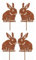 Dragimex dekorativer Deko-Stecker Garten-Stecker Blumen-Pick Hase Mümmel Metall edelrost Preis für 4 Stück, Braun, ca. 7 x 10 x 34 cm inkl. Stecker lang