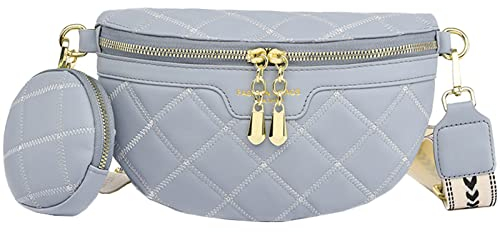 EINYNIUER Bauchtasche Damen Stylisch Crossbody Bag Damen Breiter Gurt Bauchtasche Damen Leder Bauchtasche Damen Stylisch Handytasche GüRteltasche Damen Bauchtasche blau