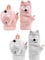 2 Paar Katze Handschuhe Plüsch Damen Fäustlinge Fuchs Dicke Fingerlose Fäustlinge mit Flip Top (Rosa, Grau, Fuchs)