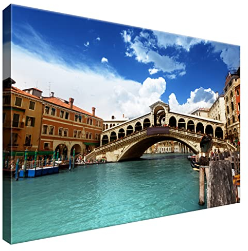 Estika Leinwand bilder - Venedig, Rialtobrücke - 60x40 cm, 1 teilige kunstdruck - Wandbilder wohnzimmer, schlafzimmer, Moderne wanddeko, Bild auf leinwand - Italien bilder - 2238A_1E