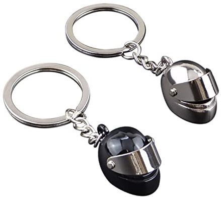 Bezeichnung: 2 Stück Schlüsselanhänger für Kopfhörer, kreativer Anhänger aus Metall, Mini-3D-Helm-Schlüsselanhänger, Autoschlüssel, Dekoration für Unisex, silber, 8cm*3cm*1.8cm