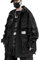 XYXIONGMAO Gothic Clothes Tactical Techwear Zipper Jacket Windbreaker Hooded Streetwear Jackets for Men, Schwarz, S