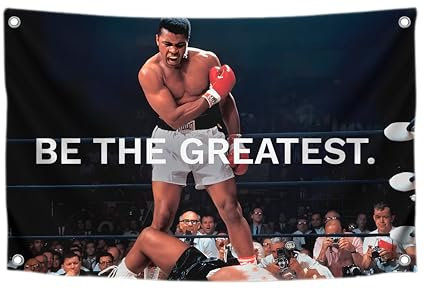 Be the Greatest Flag – Ali-Motivationsflagge aus Polyester, 90 x 150 cm, mit 4 Ösen, einseitiges Poster für Jungs und Männer, Muhammad, cooles Motiv-Banner, Dekoration für drinnen und draußen, für