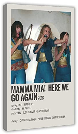 KOURT Filmposter Mamma Mia 2 von Maja, Leinwand, Poster, Schlafzimmer, Dekoration, Sport, Landschaft, Büro, Raumdekoration, Geschenkrahmen: 30 x 45 cm