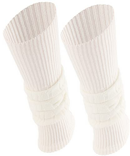 TODO Warme Wolle Stulpen Damen - zum Knie. Weich, Flexibel. Beinwärmen für Winter, wenn es Kalt ist. (Fit - Weiss)