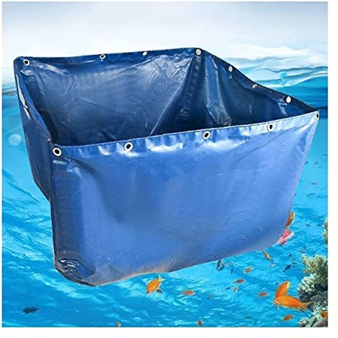 STRMAX Oberirdischer Fischteich, 0,45 mm schwere Plane, Wasserspeicherbecken mit Ablassventil, PVC-Plane for Teiche, Aquarien, Koi, Goldfische (Color : Blue, Size : 1x1x0.6m)