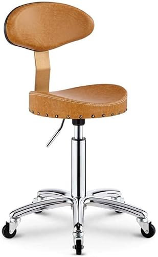 Drehhocker, höhenverstellbarer Wimpernhocker mit Rädern, Beauty-Sattelhocker mit Sitz aus grauem PU-Kunstleder, verstellbare Höhe 45–55 cm, unterstütztes Gewicht 160 kg, mobiler Hocker für Arbeit, Me