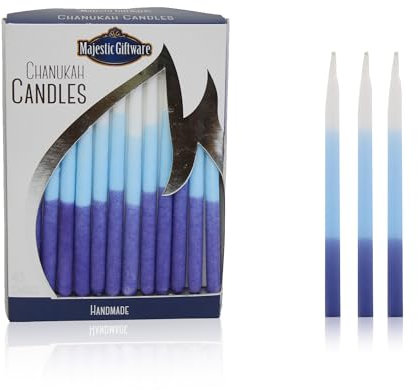 Majestic Giftware Mehrfarbige Chanukka-Kerzen CP214, 45 tropffreie Chanukka-Kerzen für alle 8 Nächte Chanukka, hochwertiges Wachs, Chanukka-Kerzen, passend für die meisten Menora, Blau/Weiß