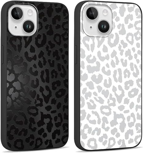 Yoedge 2 Stück HandyHülle für iPhone 13 Mini Hülle 5,4, Schutzhülle für iPhone 13 Mini Case 3D Leopard Muster Design Aesthetic Mädchen Junge Geschenk Weich TPU Silikon Stoßfest Cover, Schwarz