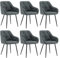 WOLTU 6er Set Esszimmerstühle, Küchenstuhl, Stuhl Esszimmer Wohnzimmer, ergonomischer Sessel, Armlehnstuhl, Polsterstuhl, Sitzfläche aus Samt, Metallbeine, Dunkelgrau, EZS02dgr-6
