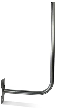 DOJA Barcelona | Soporte Antena Pared | Pack 1 | Mastil Antena Pared en L | Ø 25mm | 30 X 58cm | Soporte Antena TV en Acero | Accesorios Parabolica | para Soporte TV Pared, Antena TV Exterior en L