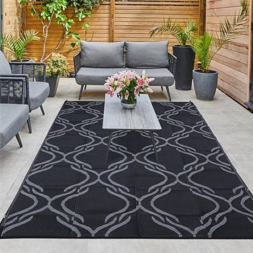 Enipate Outdoor Rugs for Garden Patios, 5x8ft Plastic Weatherproof Woven Picnic Blankets, Reversible & Easy Cleaning Deck Carpet Camping Mats