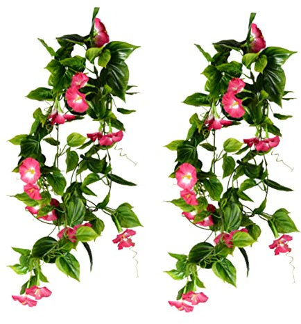 IMIKEYA Künstliche Reben Prunkwinde Aus Seide Und Kunststoff Hängende Grüne Pflanzen Für Outdoor Dekoration Und Hochzeit 2 Stück Rosenrot Ungiftig Und Realistisch
