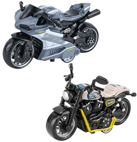 SHDIEHJFMLDH 2 Stück Legierung Motorrad Spielzeug,Pull Bac Fahrzeug Spielzeug,Spielzeugautos Set,Motorrad Modell für Freunde und Kinder,für Lernspiel, Geburtstagsparty-Geschenk(rosa und grau)
