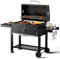 DKIEI XXXL Smoker Charcoal BBQ, Portable Barbecue Grill with Wheel & 2 Folding Table, Thermometer & Adjustable Charcoal Pan, Large Outdoor BBQ Grill Smoker for Patio Home Garden Cooking