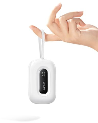 Charmast 10000mAh Bateria Externa con Cable Incorporado,20W PD Carga Rapida Mini Power Bank USB C Bateria Portatil 3 IN/out LED Display Compatible con with iPhone 15/14/13/12 Samsung