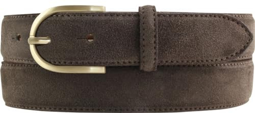 BELTINGER Damen-Gürtel aus Veloursleder 3,0 cm | Velour-Ledergürtel für Damen 30mm | Wildleder-Gürtel mit runder, goldener Gürtelschließe