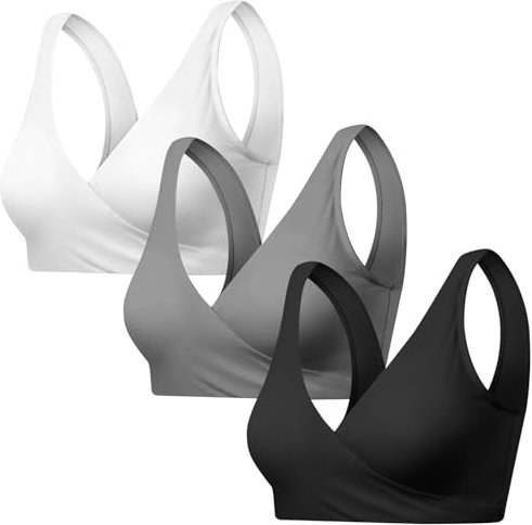 AUYAO Reggiseno Allattamento, 3PZ Reggiseno Premaman Allattamento, Reggiseno Senza Ferretto e Senza Cuciture, Comodo Reggiseno Senza Fili Reggiseno Bra Donna per Gravidanza e Allattamento(M)