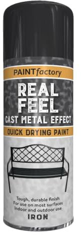 AlezyB 1 x Real Feel Iron Spray Paint 400ml, Quick Dry Fast Set Cast Metal Multipurpose Aerosol for Interior Exterior Surfaces