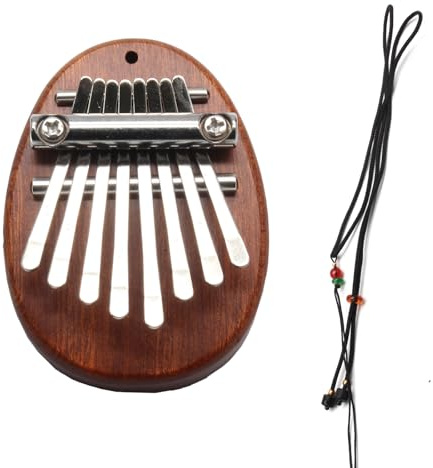Uenhoy Mini Wood Kalimba Thumb Piano 8 Keys Finger Thumb Piano Musical Instruments, Portable Wooden Mbira Finger Piano for Piano Beginners, Oval