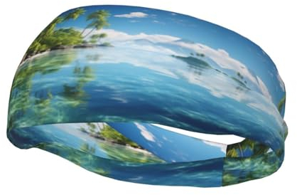 Beautiful Island In The Sea Sport-Stirnbänder für Damen und Herren, feuchtigkeitsableitende Haarbänder für Tennis, Laufen, Basketball, Yoga, Fitness und mehr.