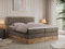 MKS MEBLE King Boxspringbett 180x200 mit Bettkasten Eiche, Polsterbett 180x200 mit Matratze H3, Bett 180x200 mit Kopfteil, Bett mit Holzrahmen in Wotan Eiche - Braun Velvet - Amore King
