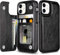 Knoowcase for iPhone 12 Case Shockproof Wallet Pouch with Card Holder Flip Folio Case Soft PU Leather Flexible TPU Bumper Magnetic Closure Kickstand Drop Protective Cover for iPhone 12, Black