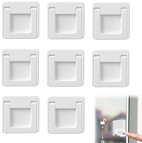 8 Piezas Cierre Puerta Corredera,Limitador Apertura Ventanas,Cerraduras para Puertas Correderas De Cristal,Seguro Puerta para Impedir Que Los Bebés y Las Mascotas Abran Las Puertas Correderas (Blanco)